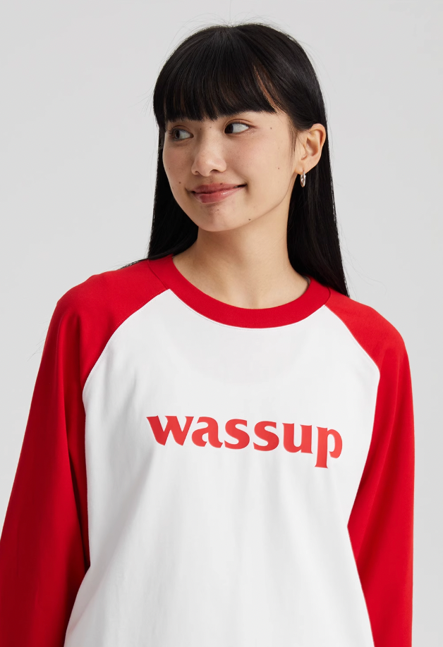 Wassup House Basic Logo Raglan Long Sleeved Tee