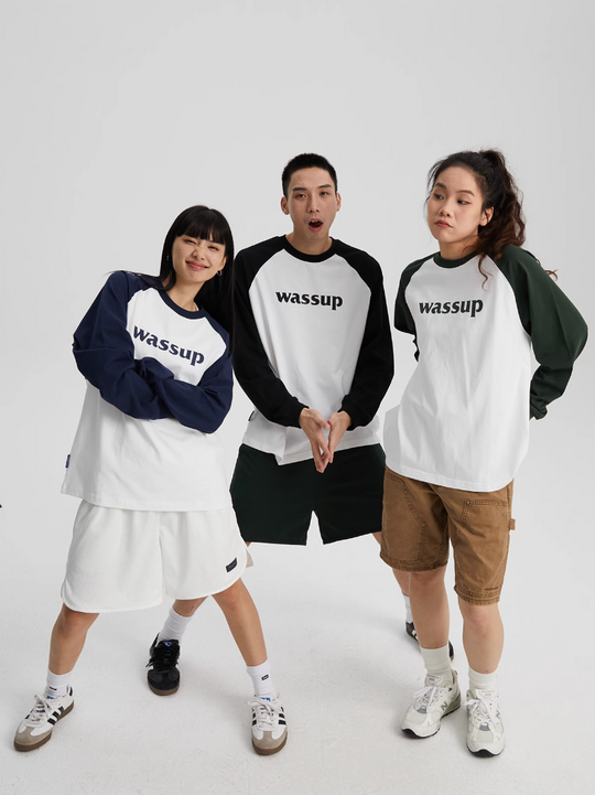 Wassup House Basic Logo Raglan Long Sleeved Tee