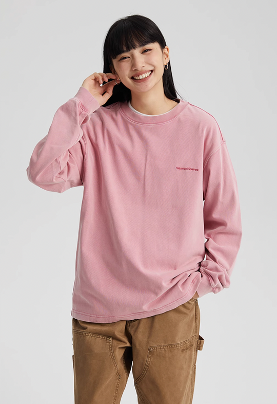 Wassup House Washed Faded Logo Long Sleeved Tee