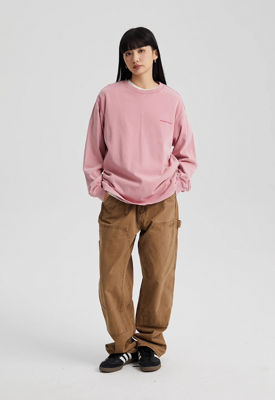 Wassup House Washed Faded Logo Long Sleeved Tee