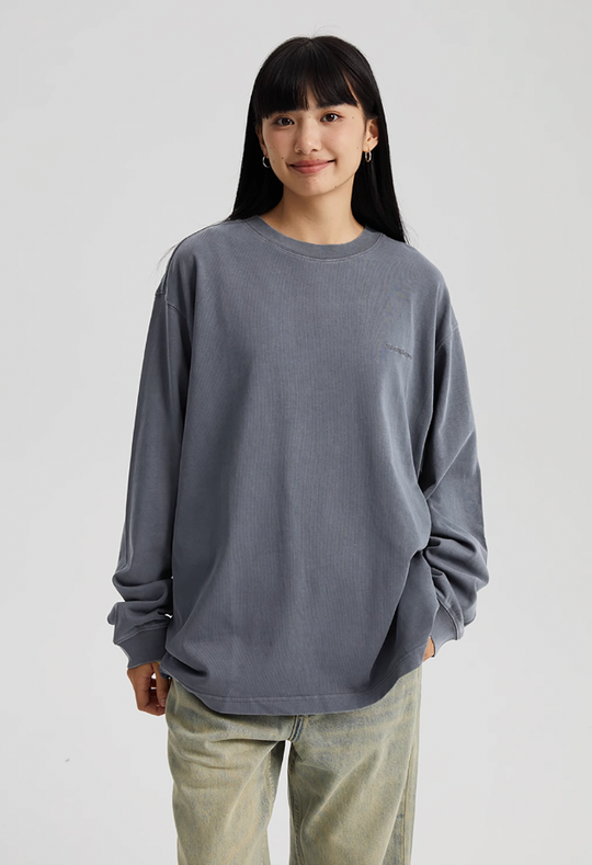 Wassup House Washed Faded Logo Long Sleeved Tee