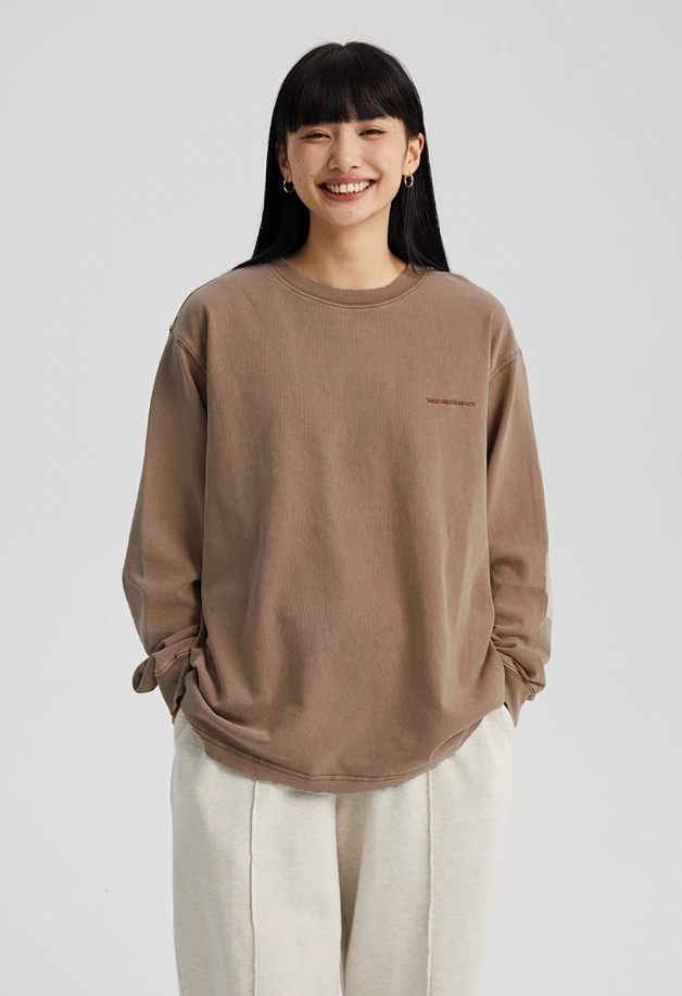 Wassup House Washed Faded Logo Long Sleeved Tee