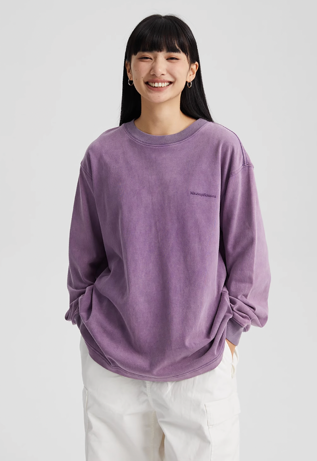 Wassup House Washed Faded Logo Long Sleeved Tee