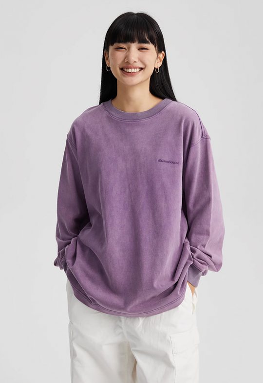 Wassup House Washed Faded Logo Long Sleeved Tee