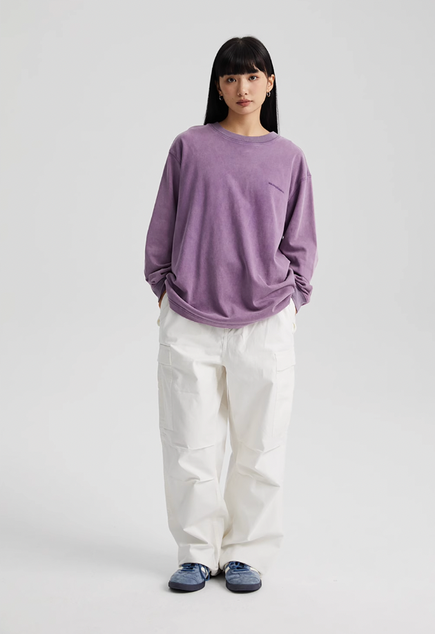 Wassup House Washed Faded Logo Long Sleeved Tee