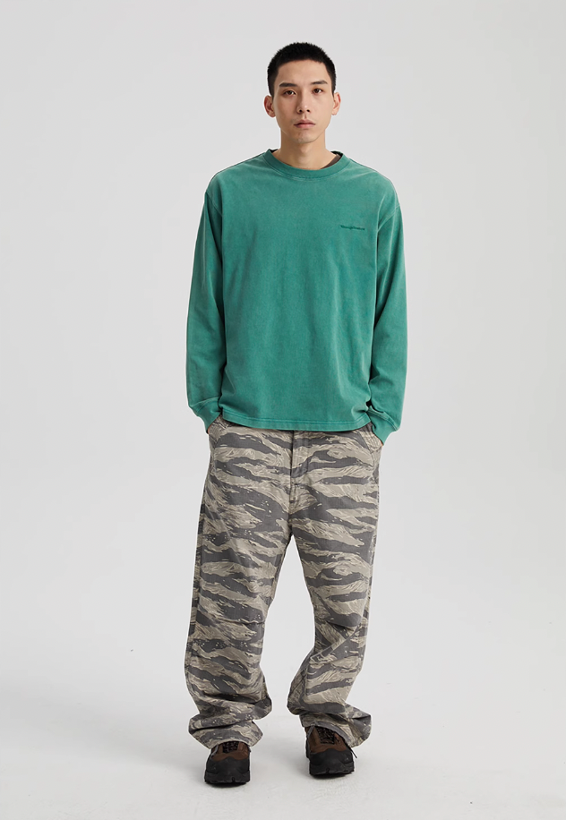 Wassup House Washed Faded Logo Long Sleeved Tee