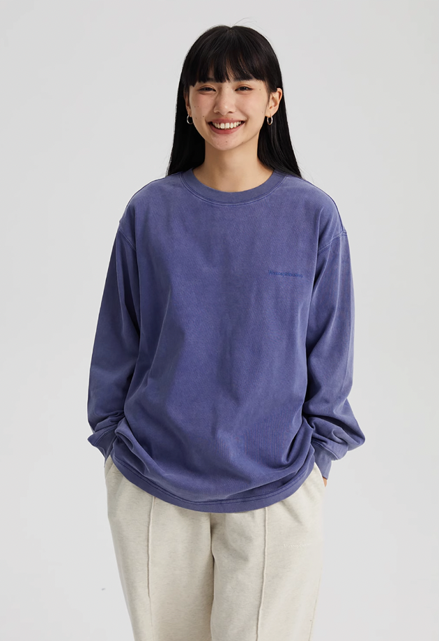 Wassup House Washed Faded Logo Long Sleeved Tee