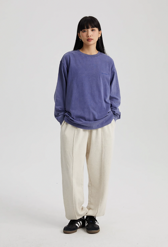 Wassup House Washed Faded Logo Long Sleeved Tee