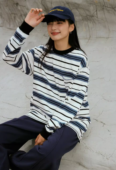 Wassup House Multi Color Striped Long Sleeved Tee