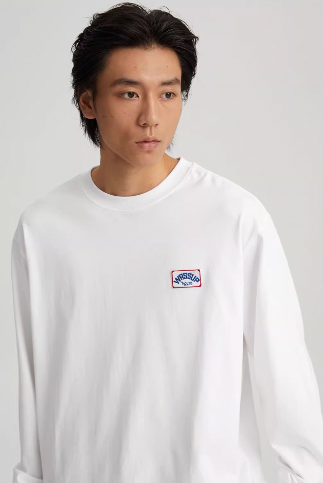 Wassup House Retro Logo Embroidery Chapter Long Sleeved Tee