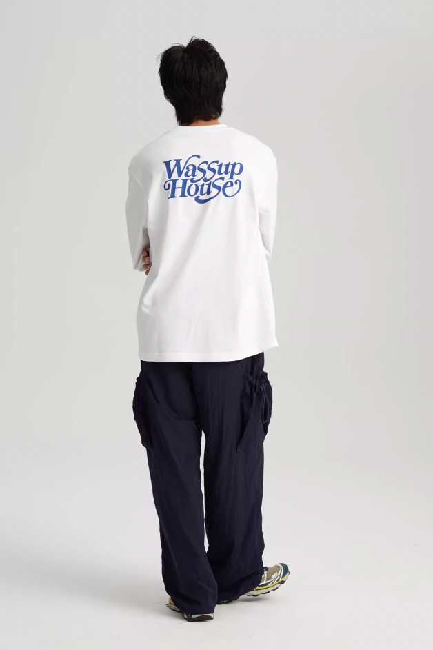 Wassup House Liner Font Logo Long Sleeved Tee