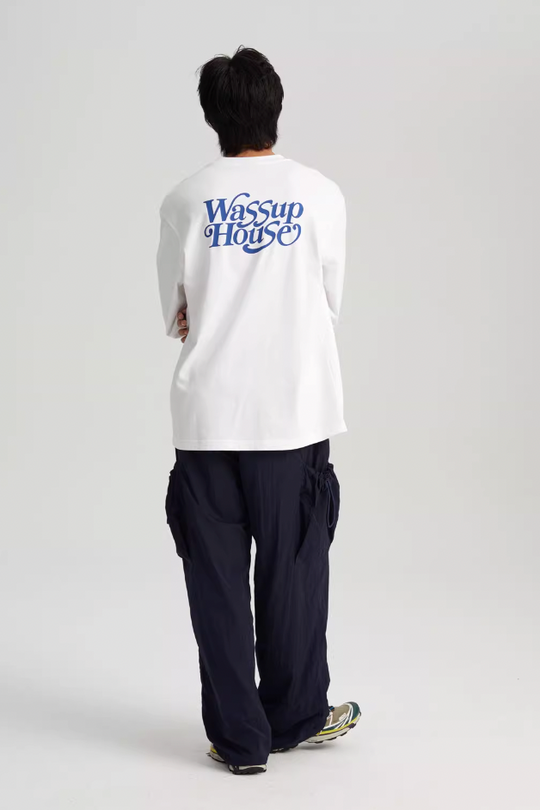 Wassup House Liner Font Logo Long Sleeved Tee