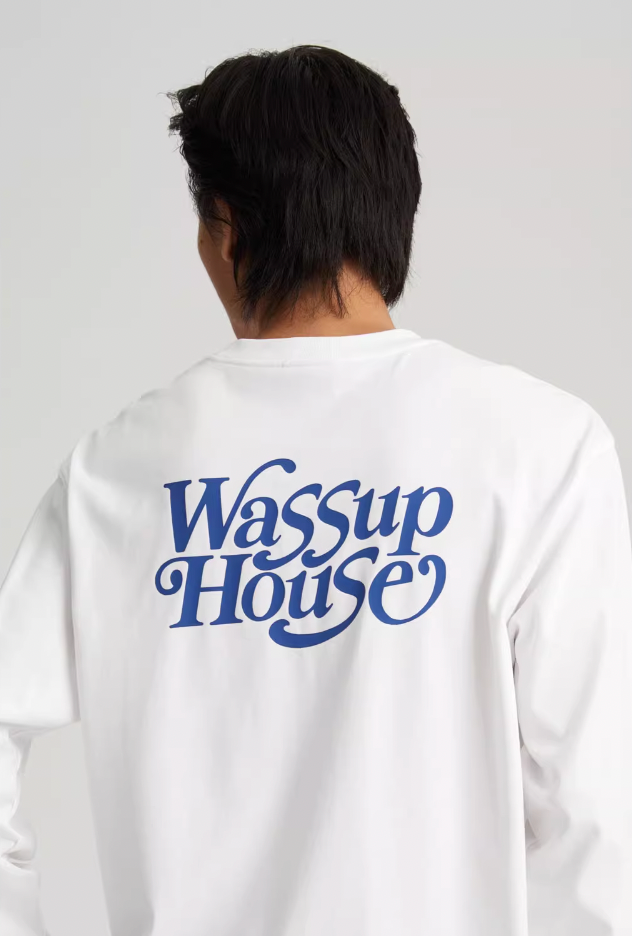 Wassup House Liner Font Logo Long Sleeved Tee