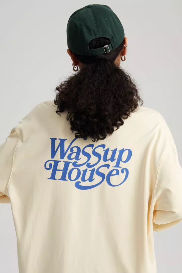Wassup House Liner Font Logo Long Sleeved Tee
