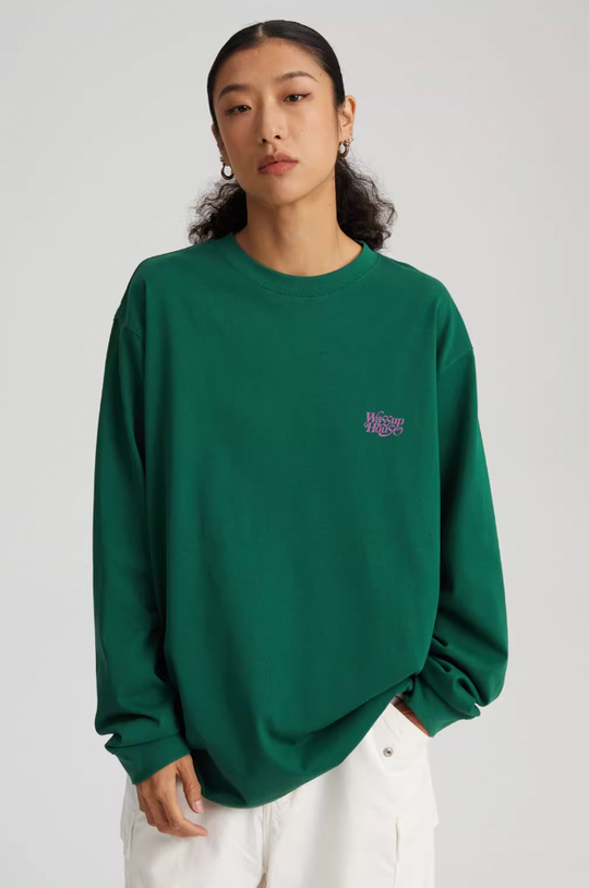 Wassup House Liner Font Logo Long Sleeved Tee