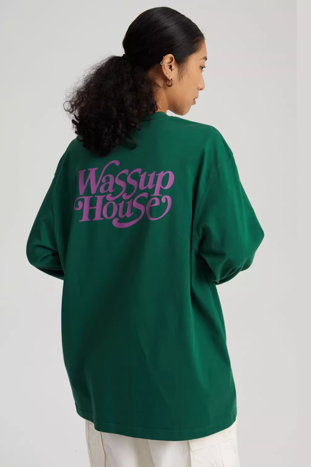 Wassup House Liner Font Logo Long Sleeved Tee