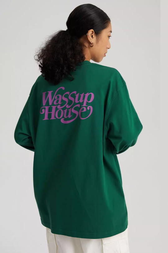 Wassup House Liner Font Logo Long Sleeved Tee