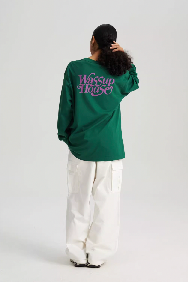 Wassup House Liner Font Logo Long Sleeved Tee
