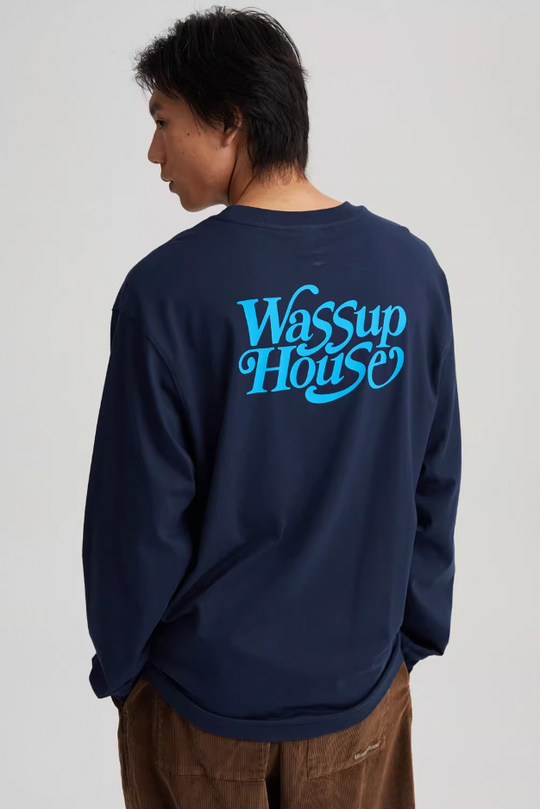 Wassup House Liner Font Logo Long Sleeved Tee