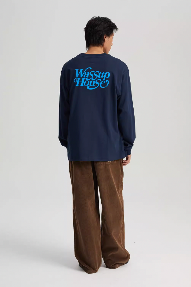 Wassup House Liner Font Logo Long Sleeved Tee