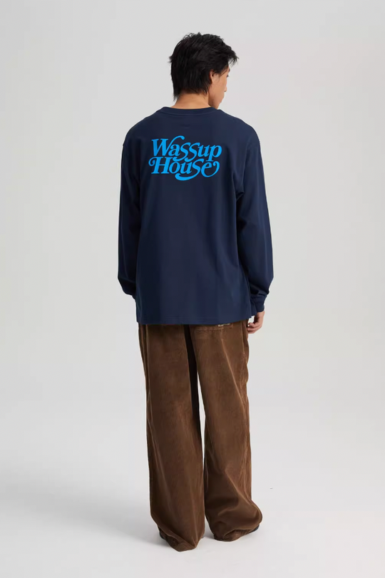 Wassup House Liner Font Logo Long Sleeved Tee