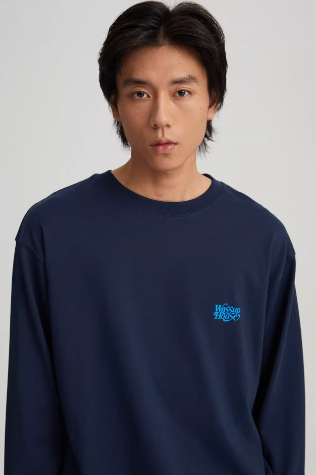 Wassup House Liner Font Logo Long Sleeved Tee