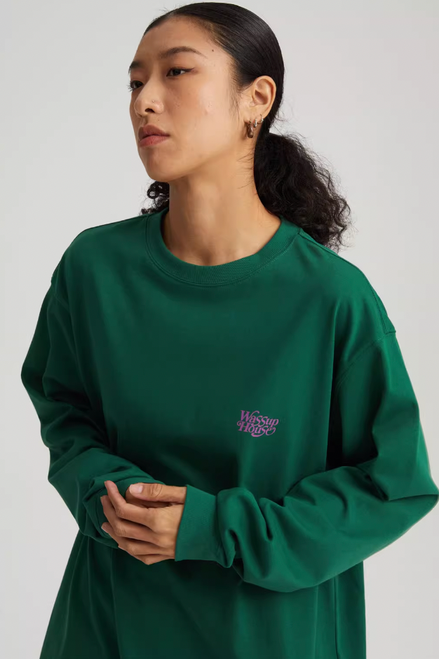 Wassup House Liner Font Logo Long Sleeved Tee