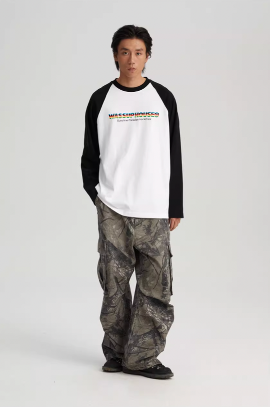 Wassup House Colorful Logo Raglan Long Sleeved Tee