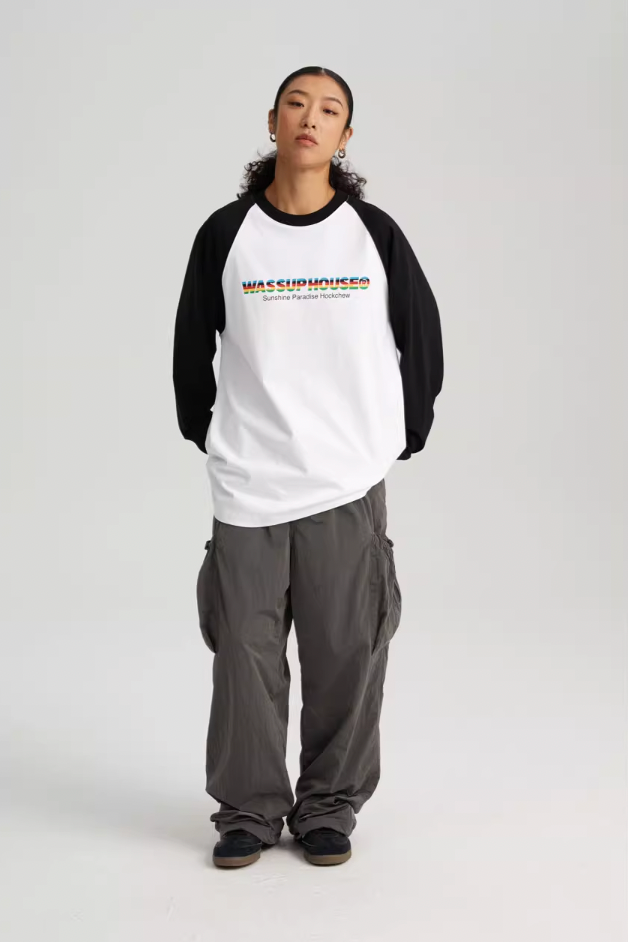 Wassup House Colorful Logo Raglan Long Sleeved Tee