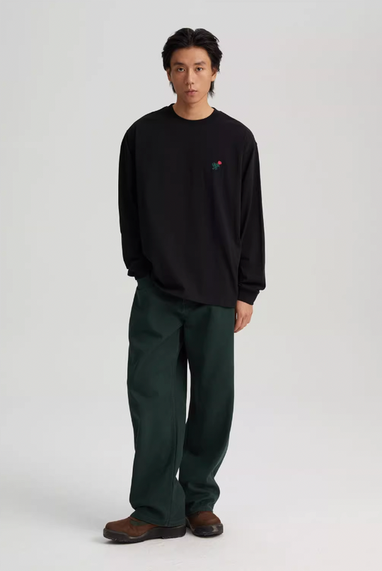 Wassup House Rose Embroidery Long Sleeved Tee