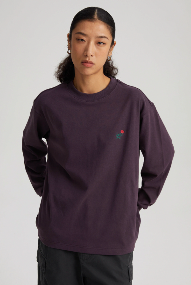 Wassup House Rose Embroidery Long Sleeved Tee