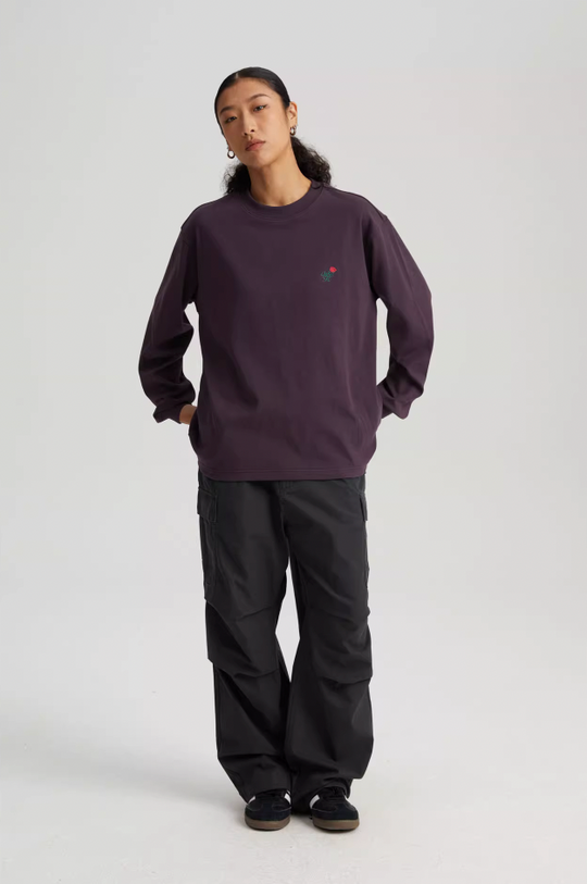 Wassup House Rose Embroidery Long Sleeved Tee