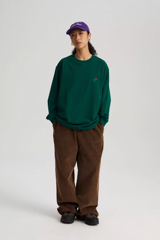 Wassup House Rose Embroidery Long Sleeved Tee