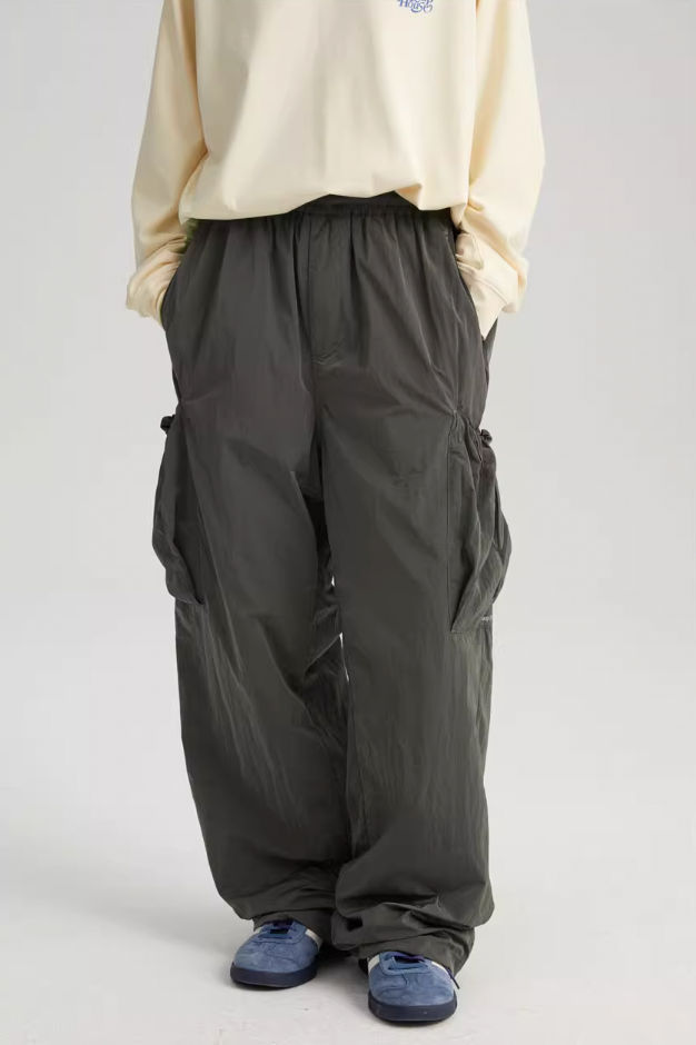 Wassup House Metallic Silk Large Pockets Work Pants