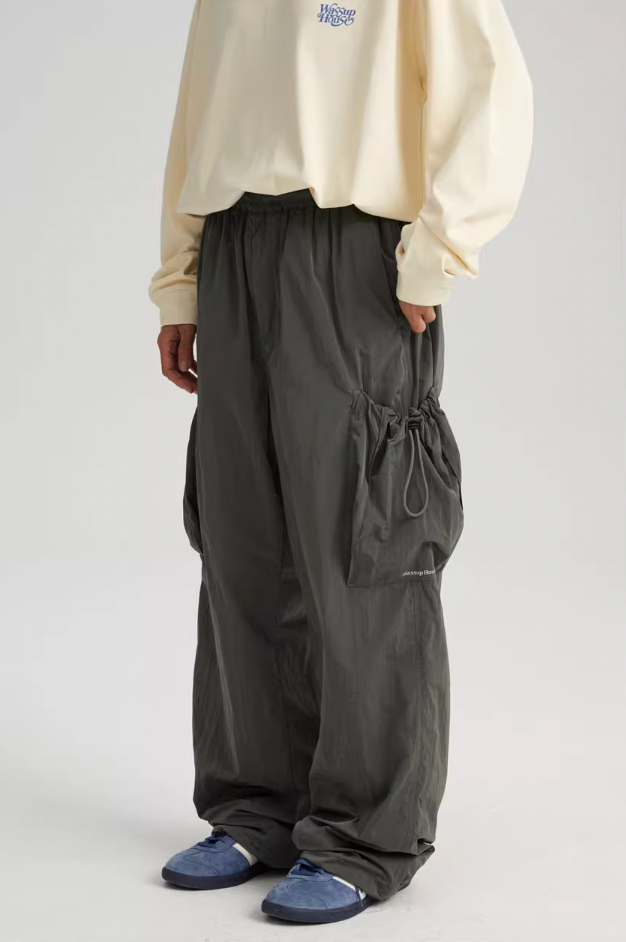 Wassup House Metallic Silk Large Pockets Work Pants