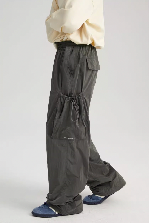 Wassup House Metallic Silk Large Pockets Work Pants