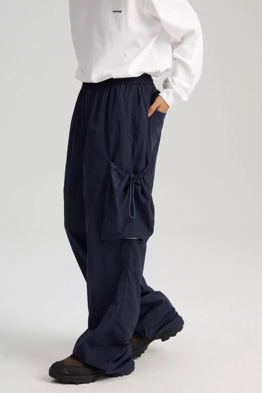 Wassup House Metallic Silk Large Pockets Work Pants