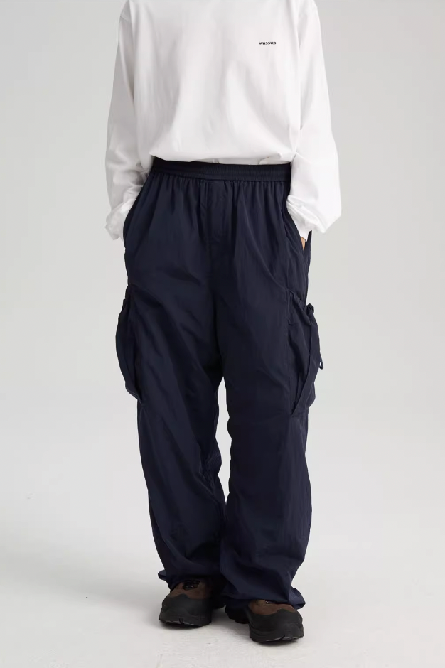 Wassup House Metallic Silk Large Pockets Work Pants