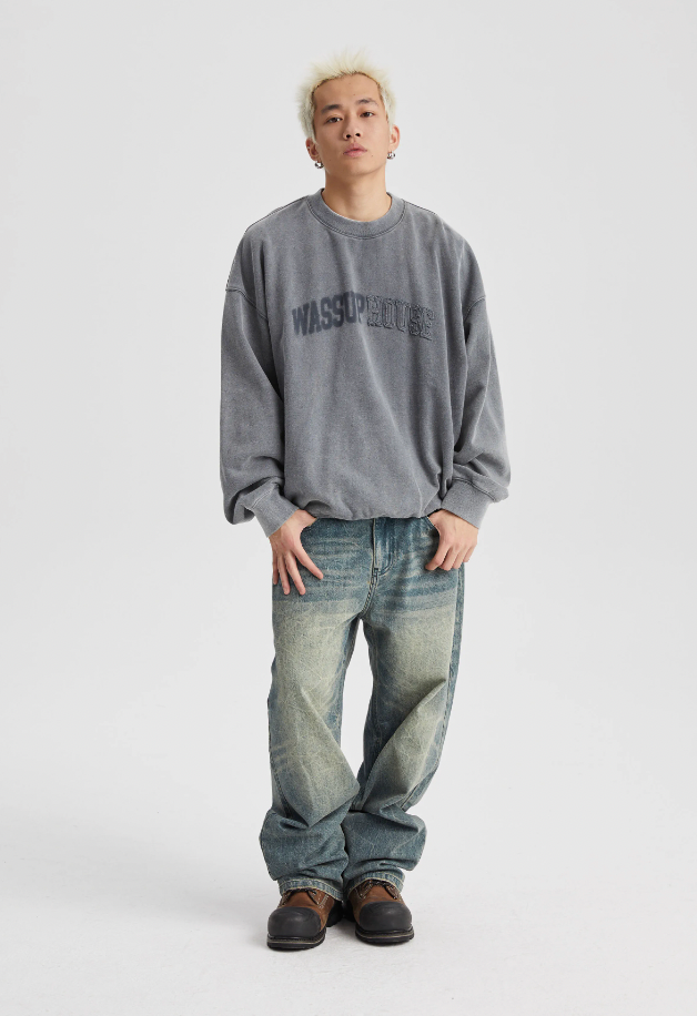 Wassup House Water Ripple Wash Denim Jeans