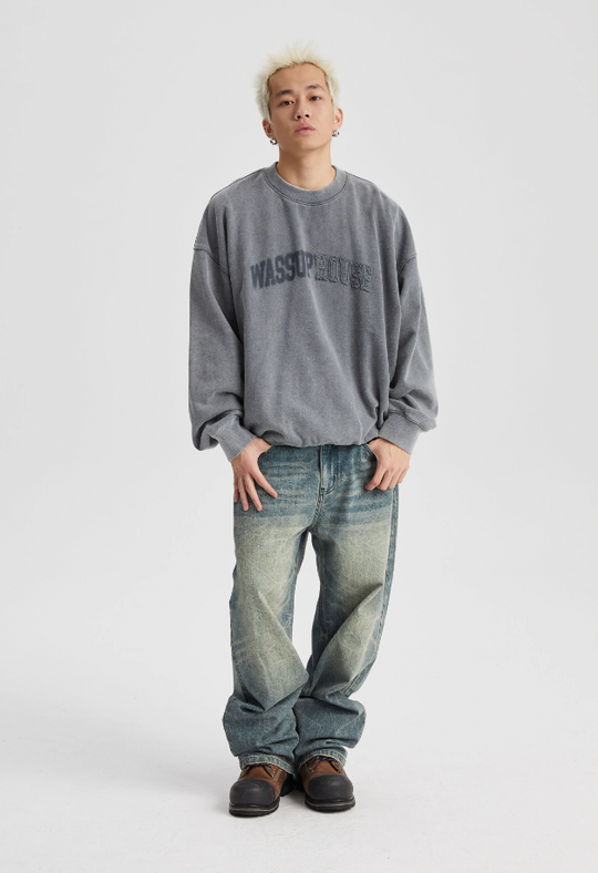 Wassup House Water Ripple Wash Denim Jeans