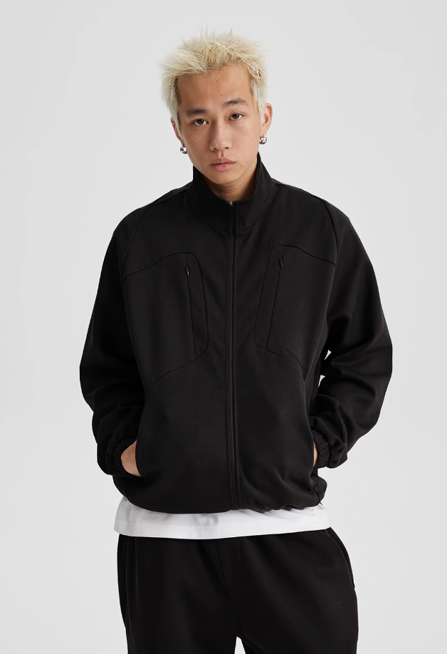 Wassup House Patchwork Deconstruction Zipper Sweater Jacket