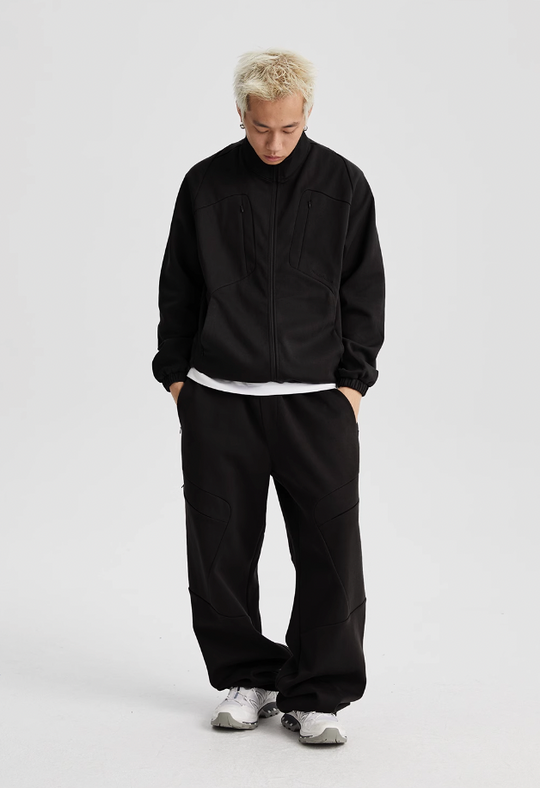 Wassup House Patchwork Deconstruction Zipper Sweater Jacket