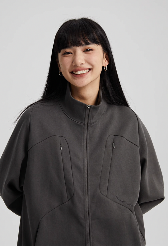 Wassup House Patchwork Deconstruction Zipper Sweater Jacket