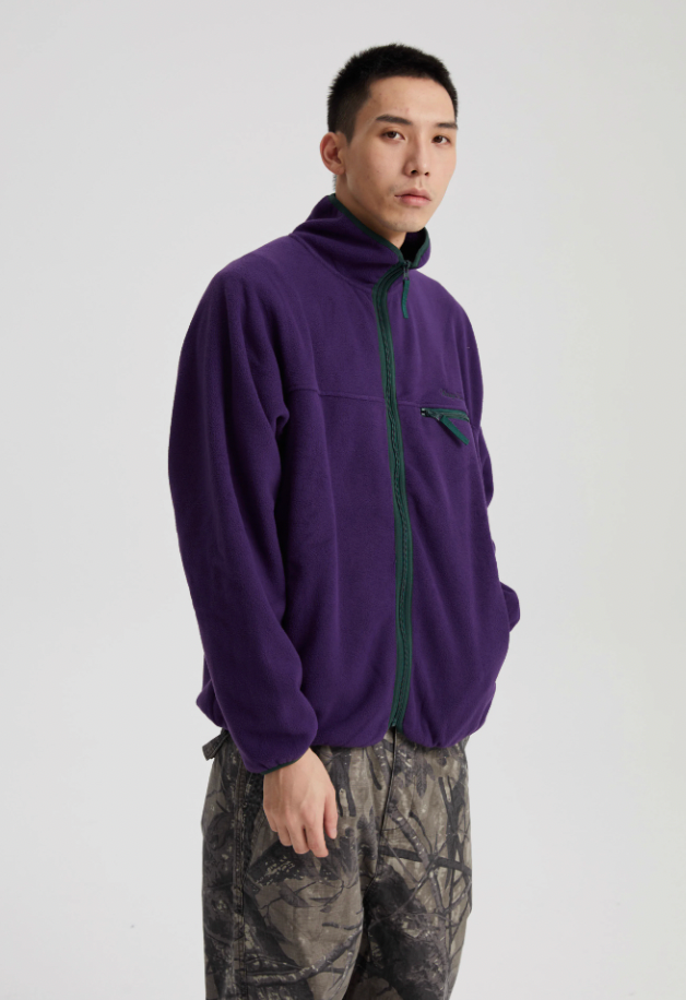 Wassup House Contrasting Edge Zipper Fleece Jacket