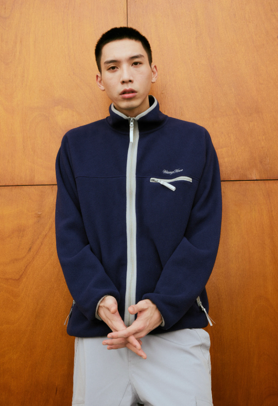 Wassup House Contrasting Edge Zipper Fleece Jacket