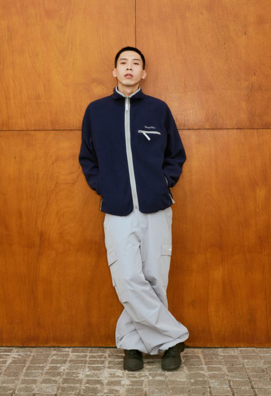 Wassup House Contrasting Edge Zipper Fleece Jacket