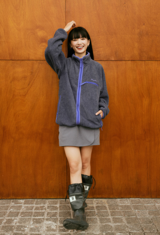 Wassup House Contrasting Edge Zipper Fleece Jacket