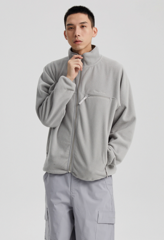 Wassup House Contrasting Edge Zipper Fleece Jacket