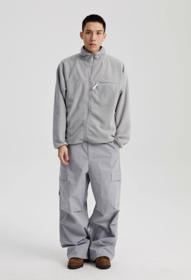 Wassup House Contrasting Edge Zipper Fleece Jacket