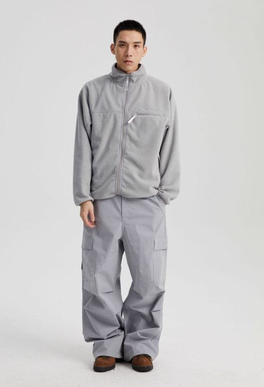 Wassup House Contrasting Edge Zipper Fleece Jacket